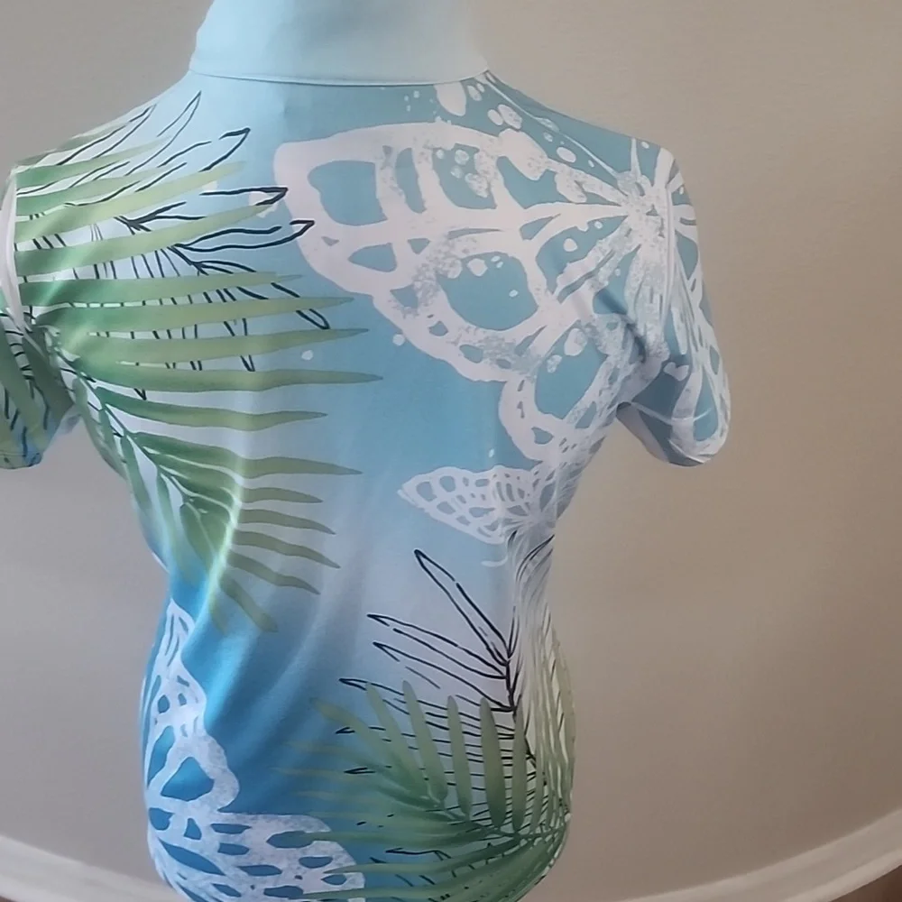 Tropical Print Zip-Up Top - Picture 3 of 4